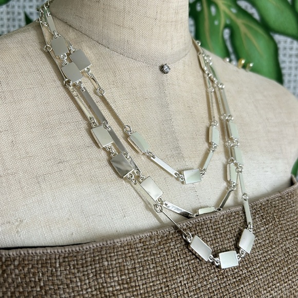 🖤ROBERT LEE MORRIS SOHO shiny silver plated multi-strand necklace - Picture 2 of 10
